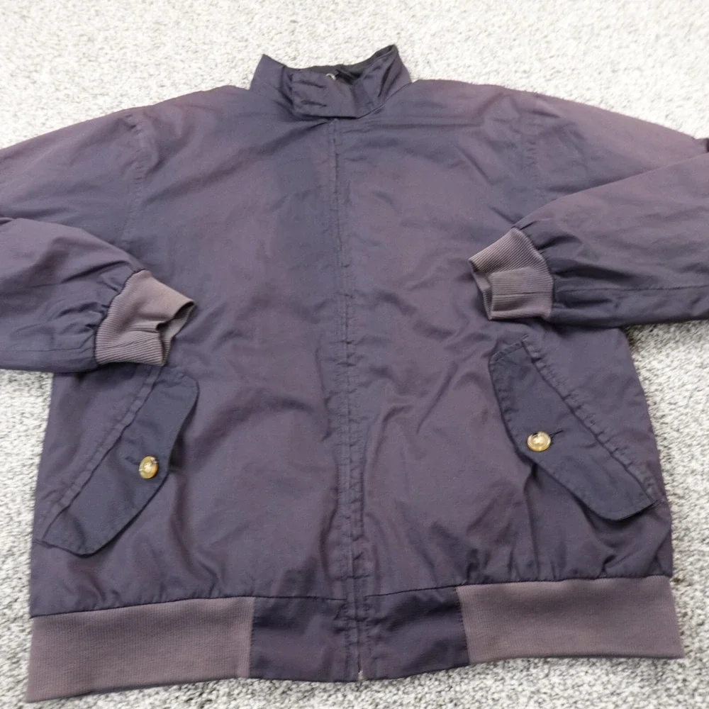 Orvis Jacket Mens M Black Chin Strap Windbreaker Bomber‎ Zip Coat Grunge Faded